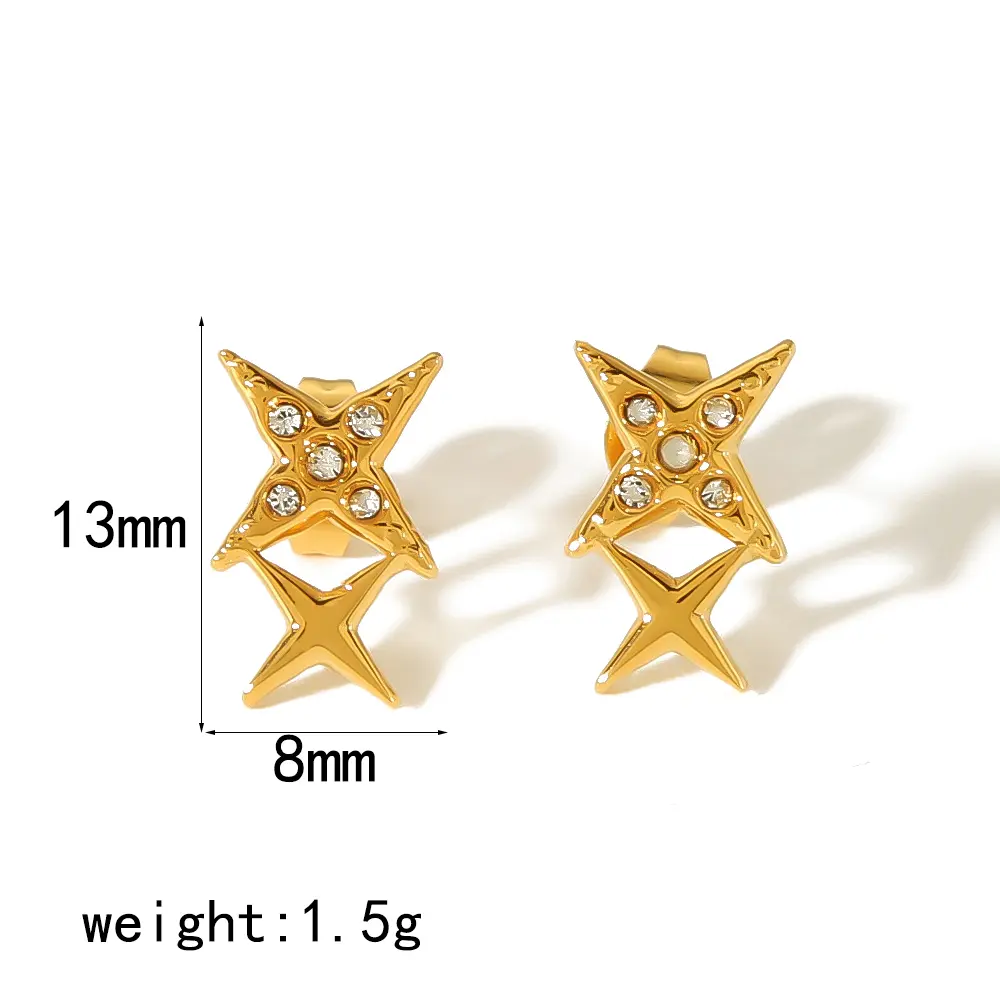 1 Pair Exquisite Sweet Style Satinless Steel 18K Gold Plated Inlay Rhinestones Women's Stud Earrings h5 Picture2